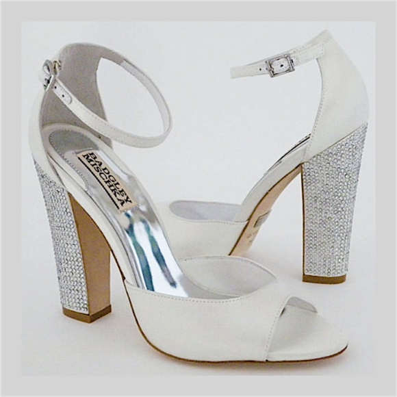 white block heel sandals bridal